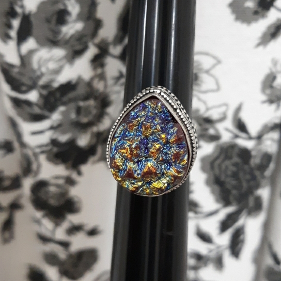 New Titanium Druzy 925 Silver Ring. - Picture 6 of 8